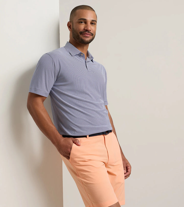 Featherweight Market Stripe Performance Polo - Sean Self Collar - Sport Navy