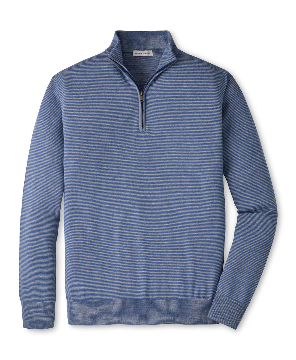 Canton Stripe Quarter Zip Sweater - Blue Freesia