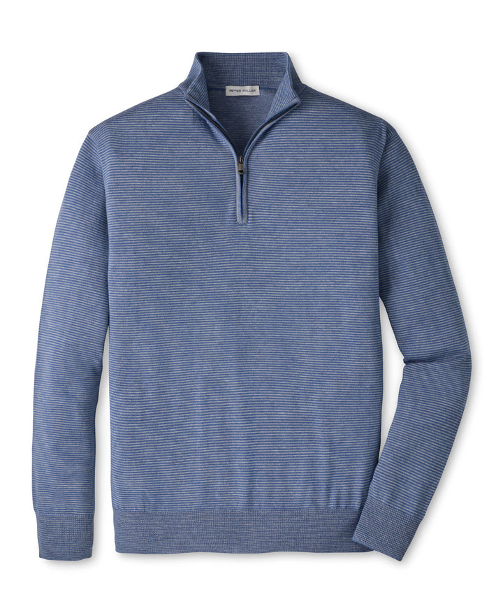 Canton Stripe Quarter Zip Sweater - Blue Freesia
