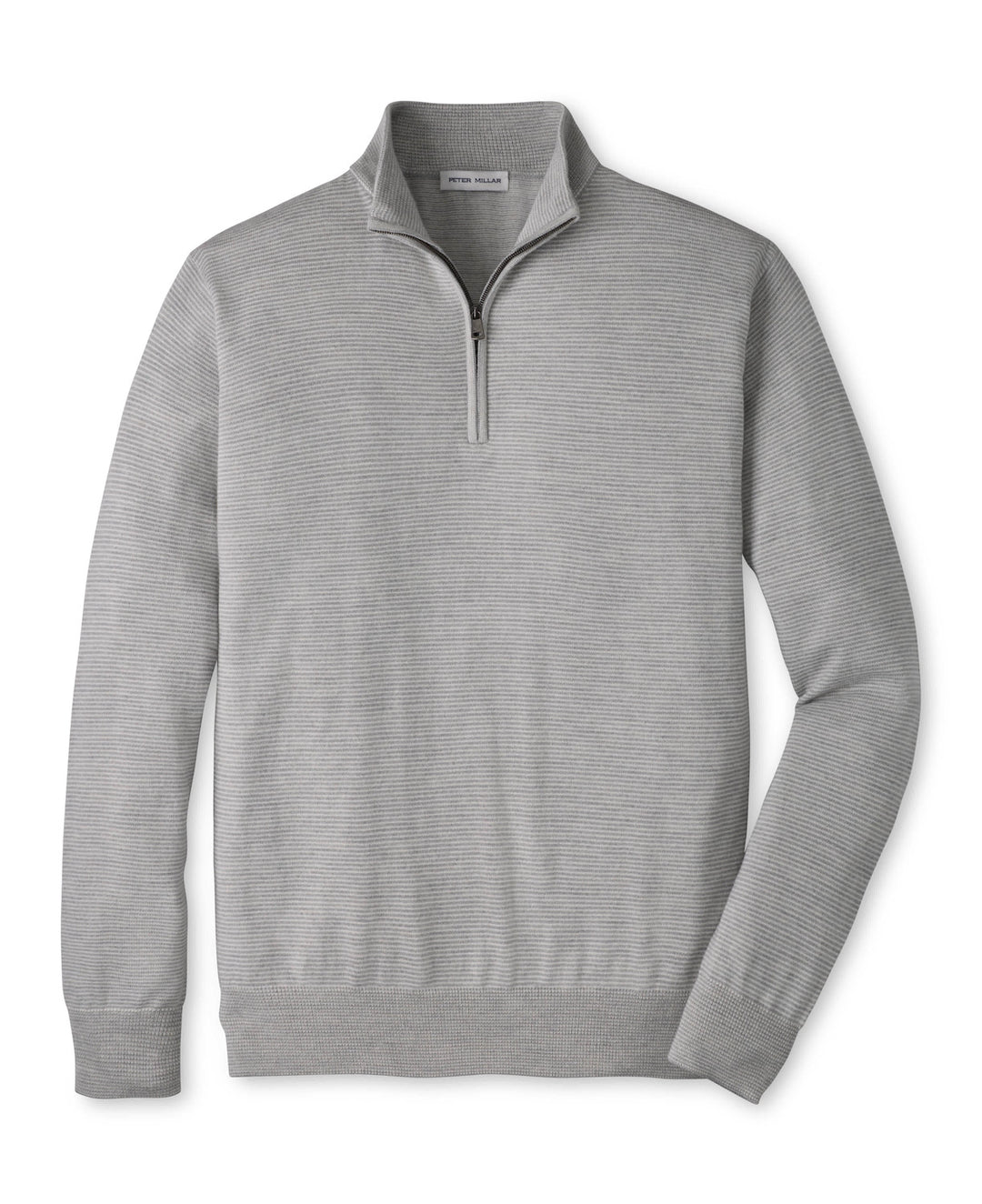 Canton Stripe Quarter Zip Sweater - Battleship Grey