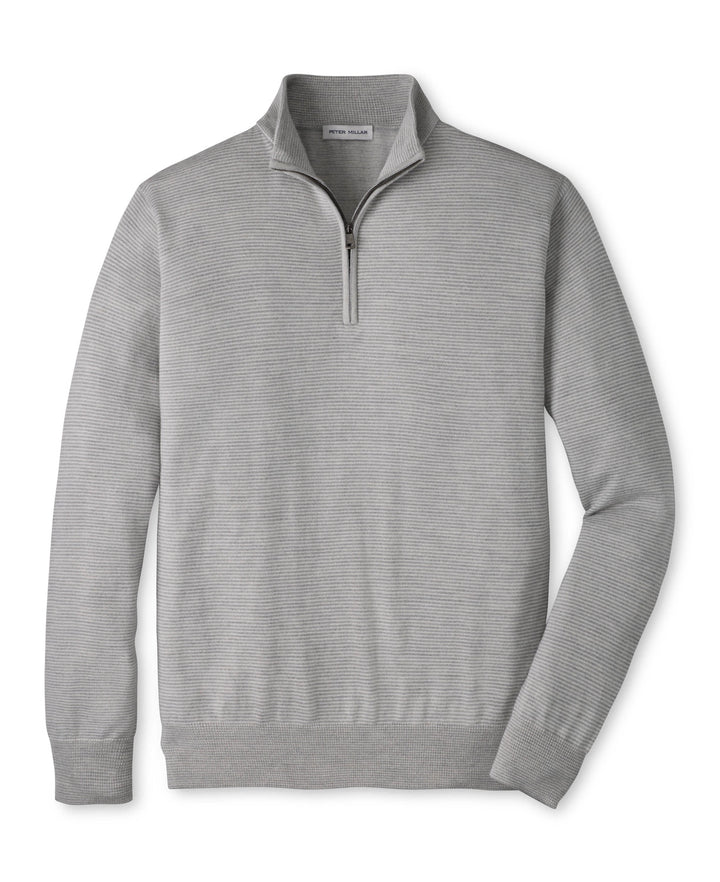 Canton Stripe Quarter Zip Sweater - Battleship Grey