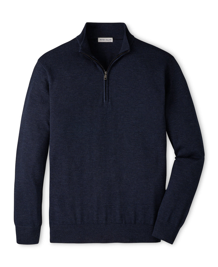 Canton Stripe Quarter Zip Sweater - Midnight Navy