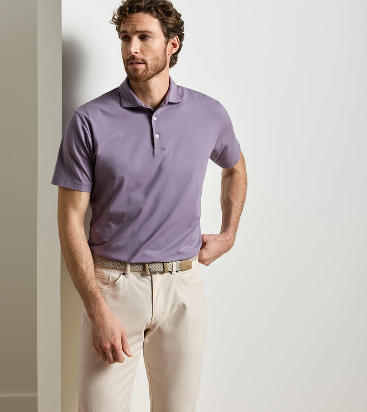 Crown Flex Cotton Short-Sleeve Polo - Purple Fig