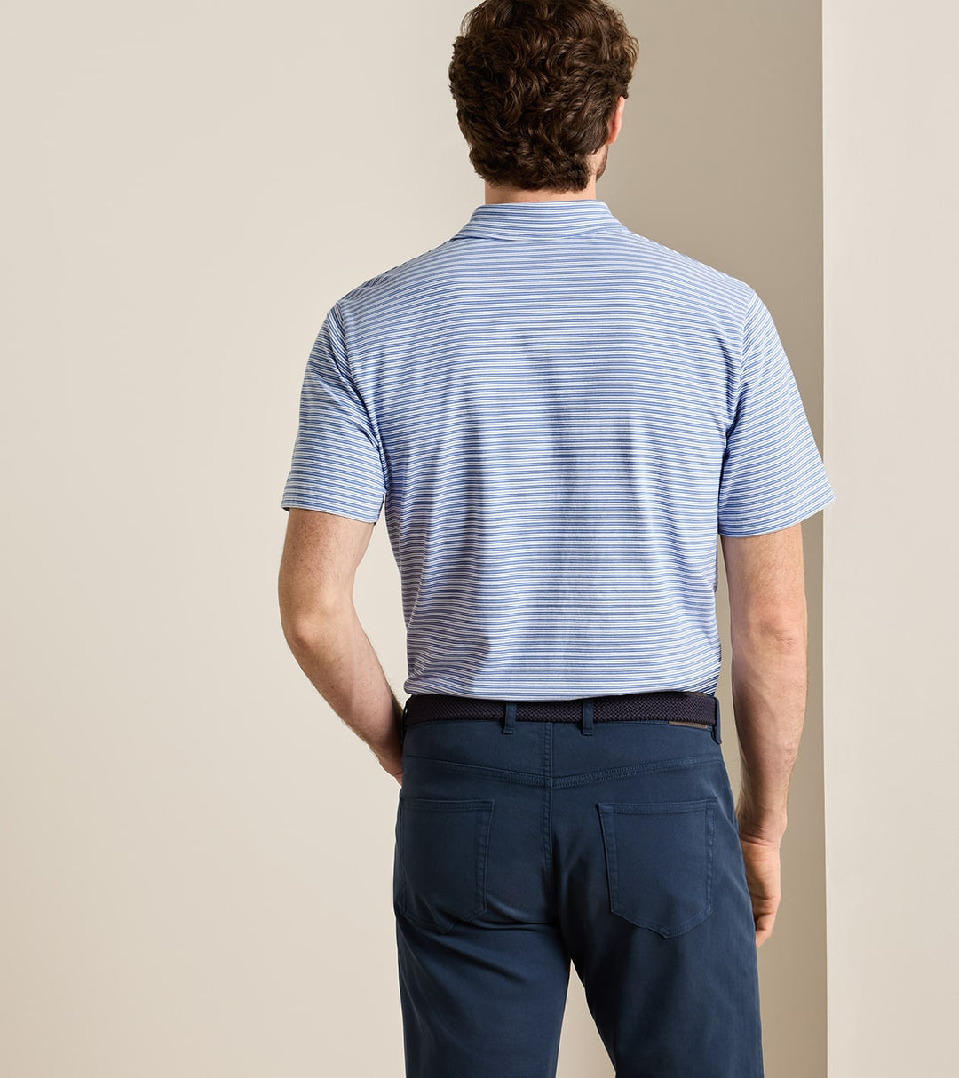 Turner Crown Flex Cotton Short-Sleeve Polo - Blue Freesia