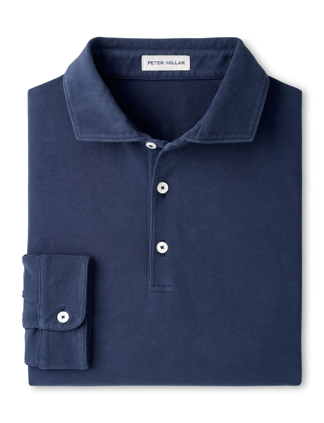 Crown Flex Cotton Long Sleeve Polo - Atlantic Navy