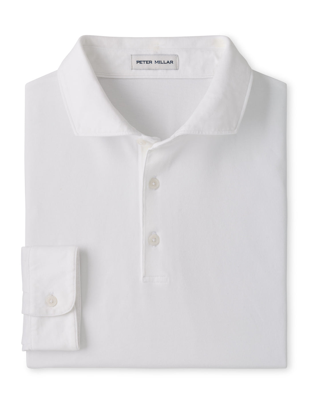 Crown Flex Cotton Long Sleeve Polo - White