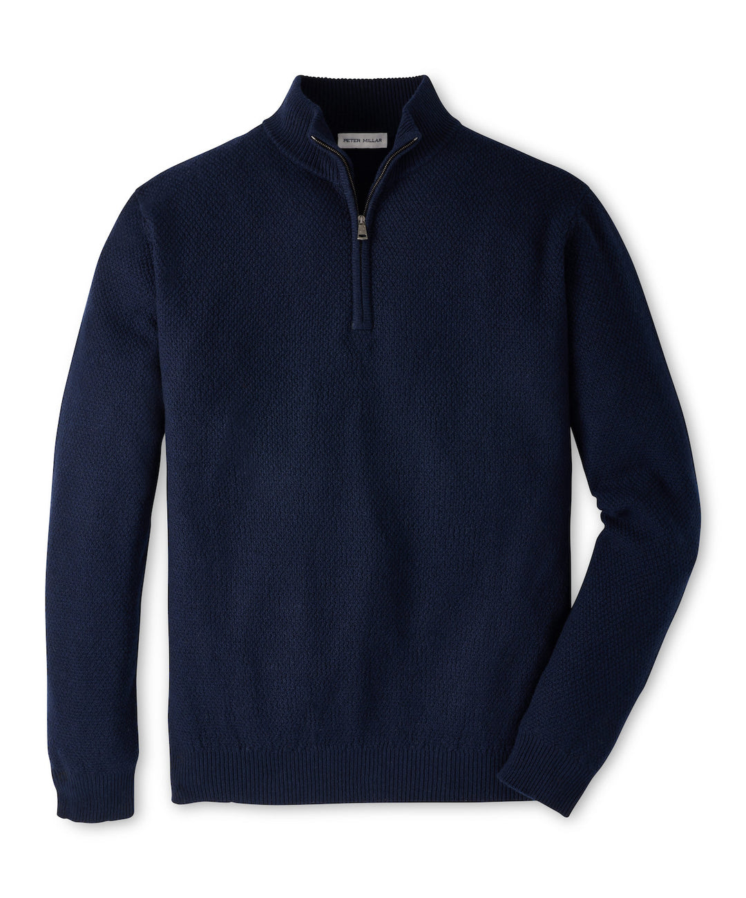 Crescent Texture Quarter Zip Sweater - Navy