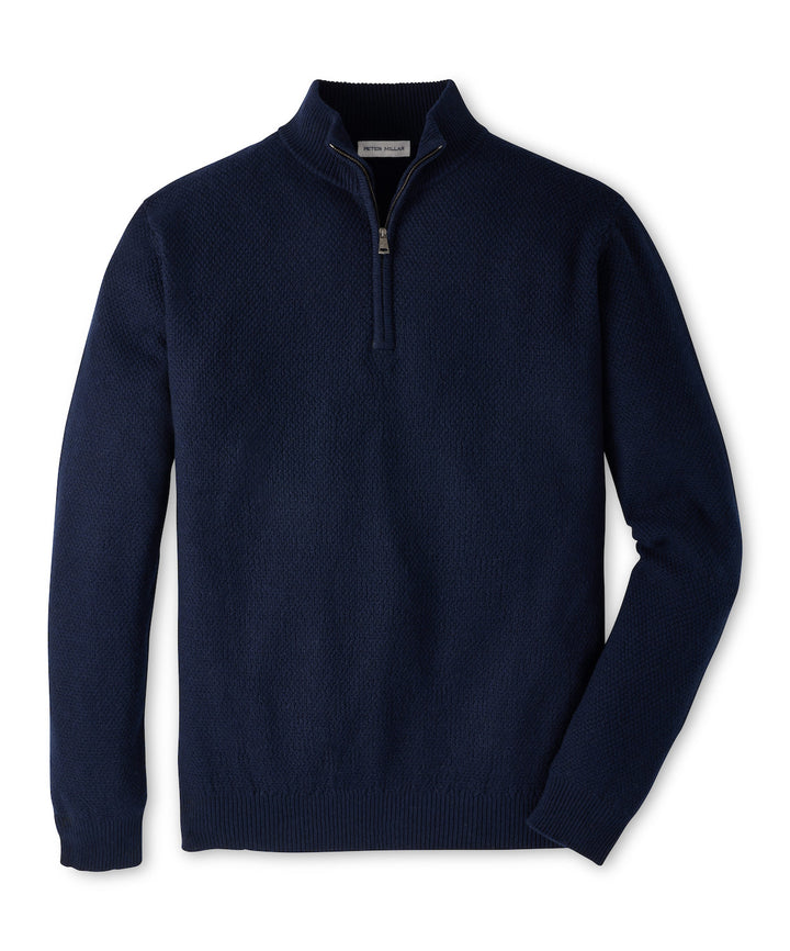 Crescent Texture Quarter Zip Sweater - Navy