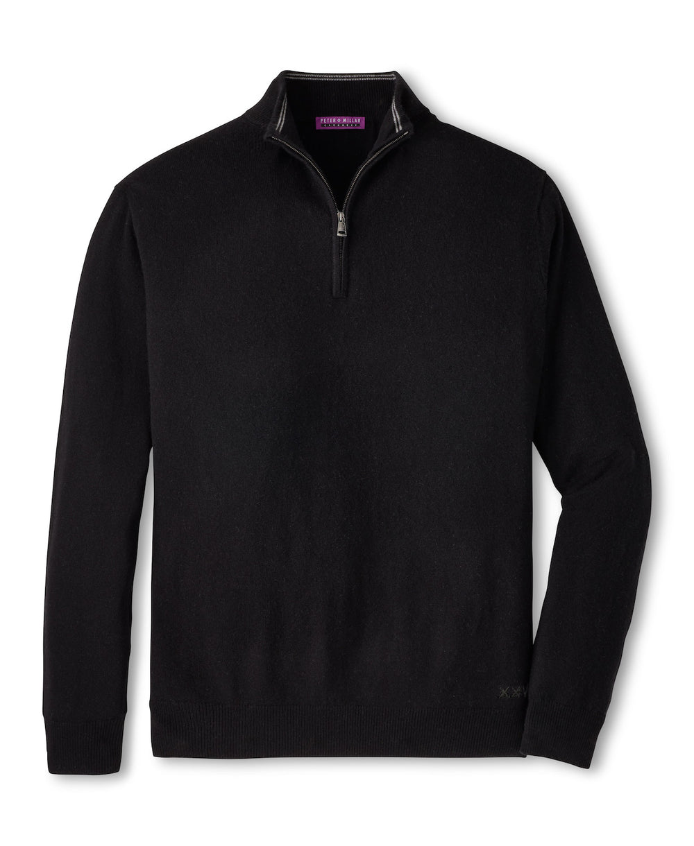 Crown Anniversary Cashmere Quarter Zip Sweater - Black