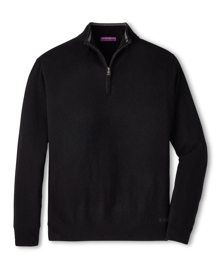 Crown Anniversary Cashmere Quarter Zip Sweater - Black