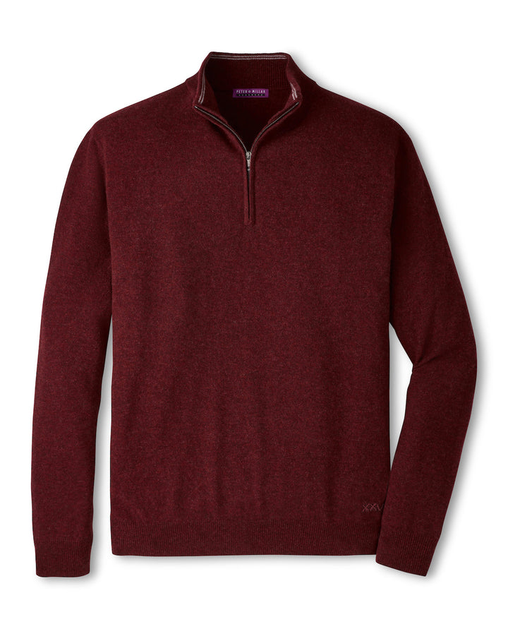 Crown Anniversary Cashmere Quarter Zip Sweater - Bordeaux