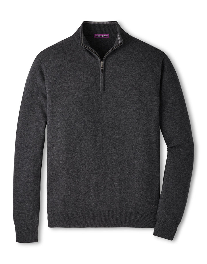 Crown Anniversary Cashmere Quarter Zip Sweater - Charcoal