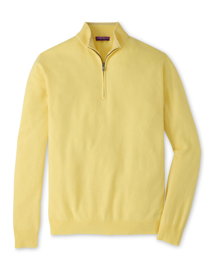 Crown Anniversary Cashmere Quarter Zip Sweater - Maize