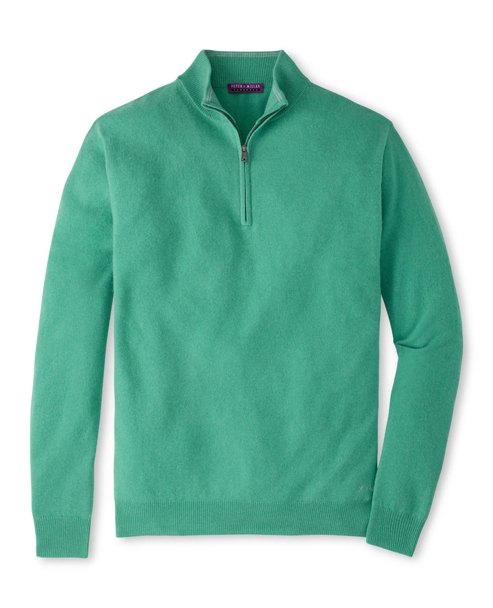 Crown Anniversary Cashmere Quarter Zip Sweater - Mint