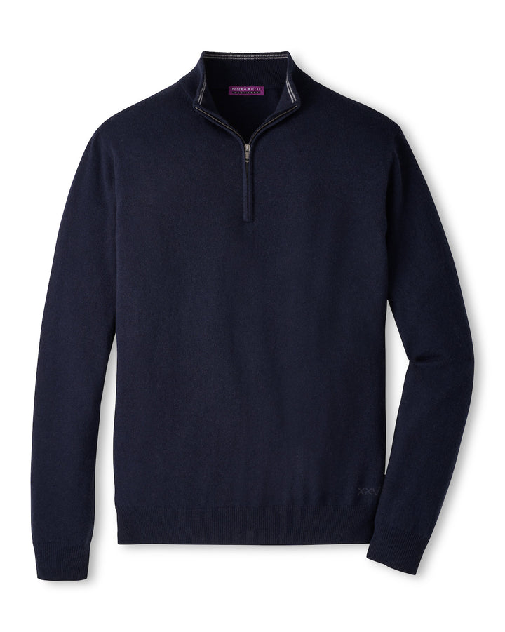 Crown Anniversary Cashmere Quarter Zip Sweater - Navy