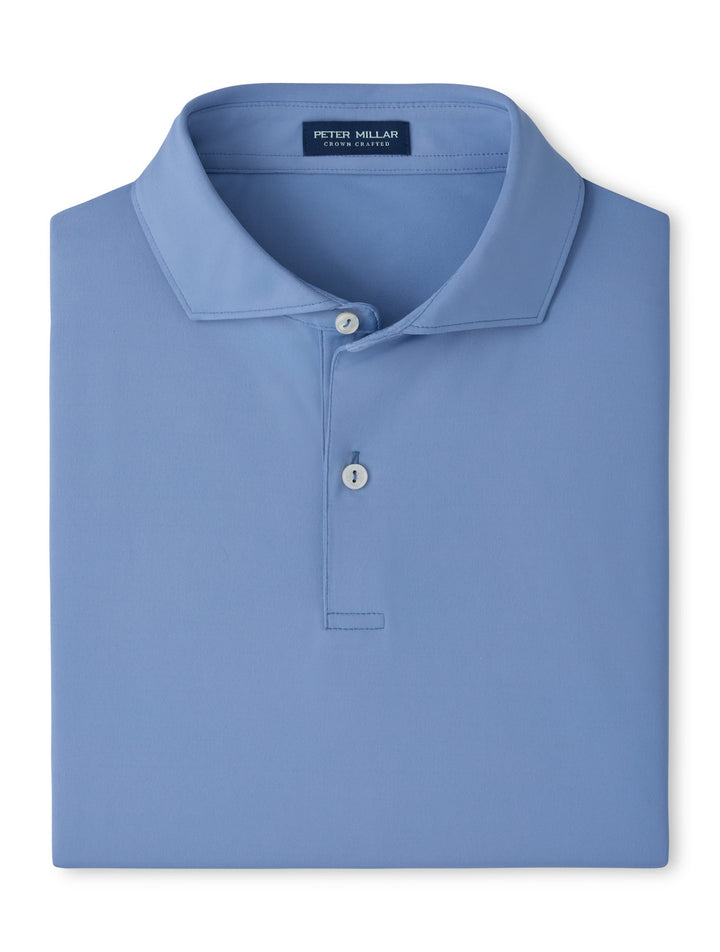 Solid Performance Jersey Polo - Edwin Spread Collar - Windy Blue