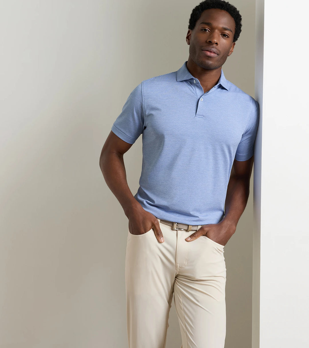 Treble Performance Jersey Polo - Edwin Spread Collar - Windy Blue