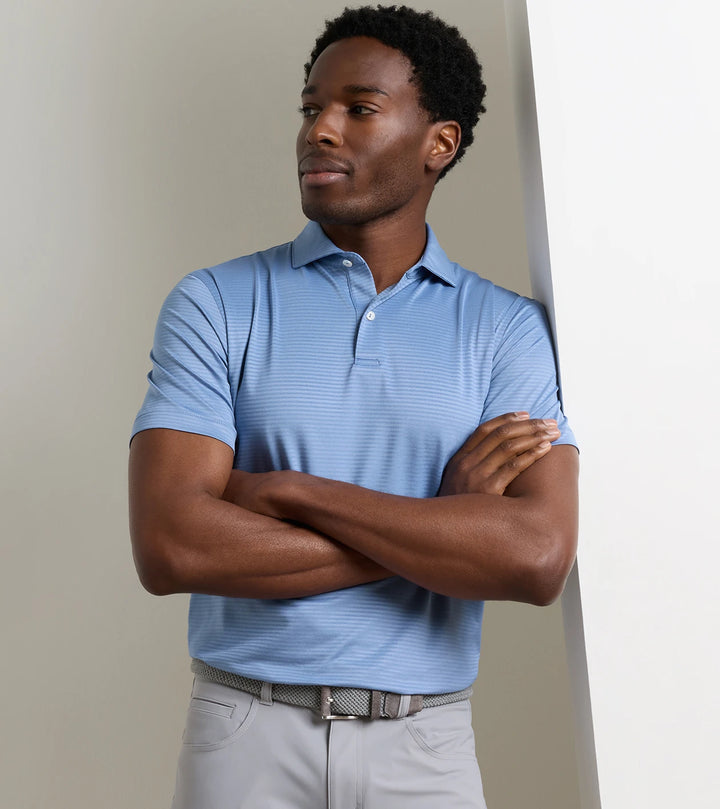 Empire Performance Jersey Polo - Edwin Spread Collar - Windy Blue