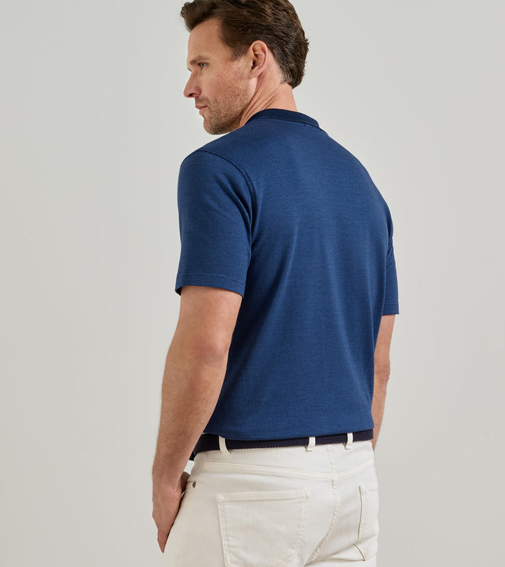 Barnes Short-Sleeve Knit Polo - Navy