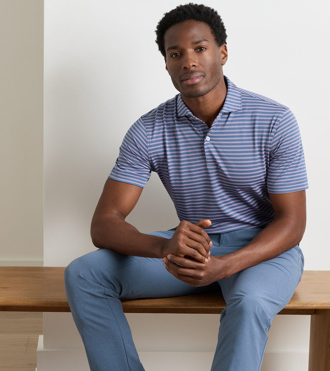 Beam Performance Mesh Polo - Edwin Spread Collar - Cadet
