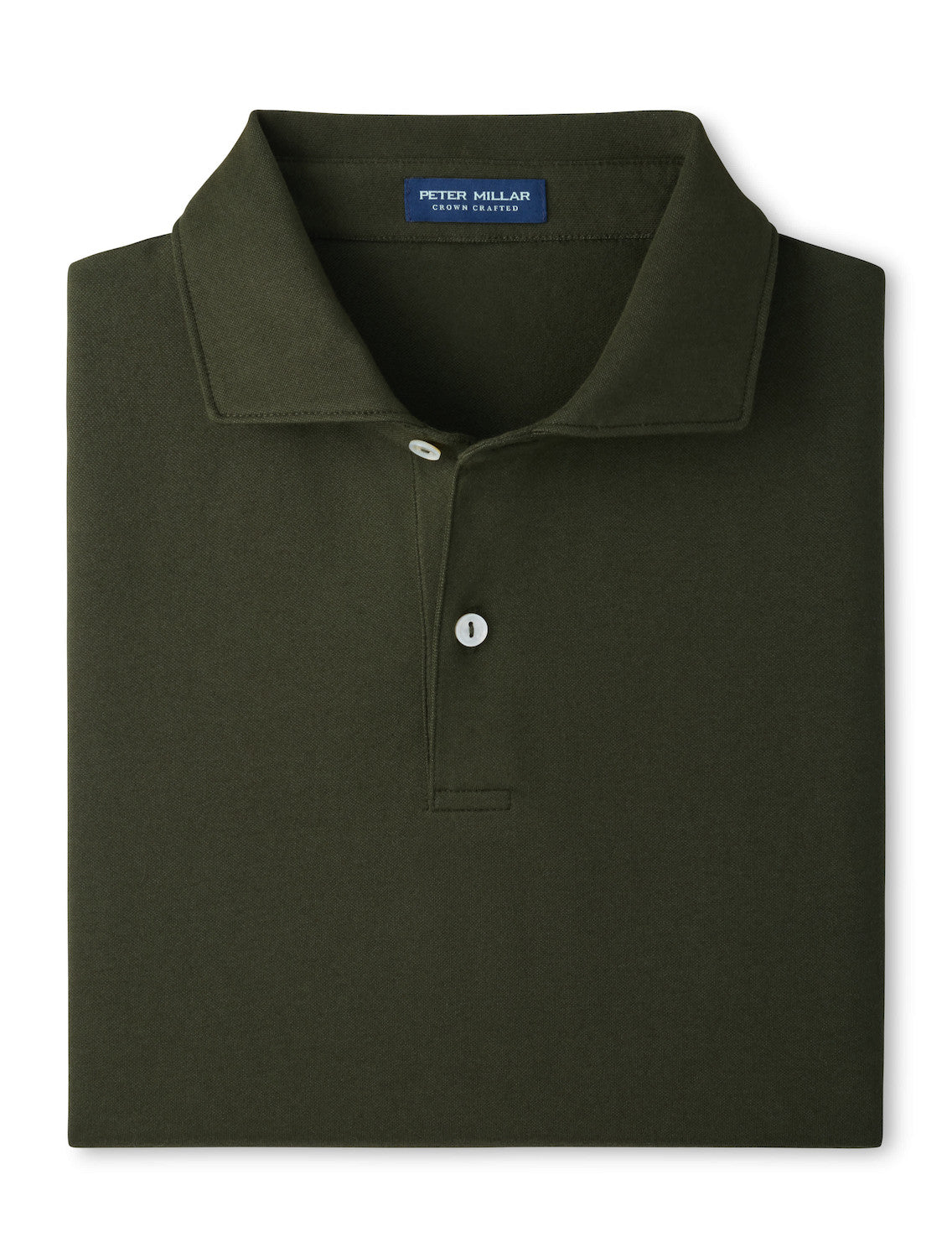 Albatross Cotton-Blend Piqué Polo - Edwin Spread Collar - Dark Olive