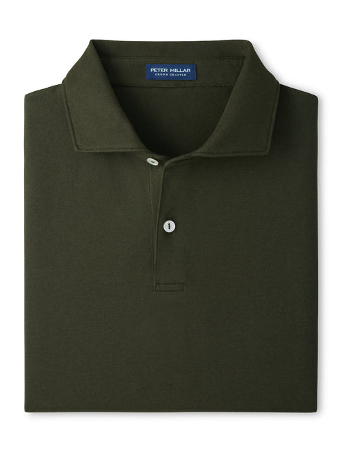 Albatross Cotton-Blend Piqué Polo - Edwin Spread Collar - Dark Olive