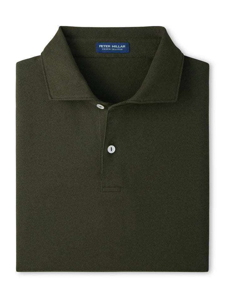 Albatross Cotton-Blend Piqué Polo - Edwin Spread Collar - Dark Olive