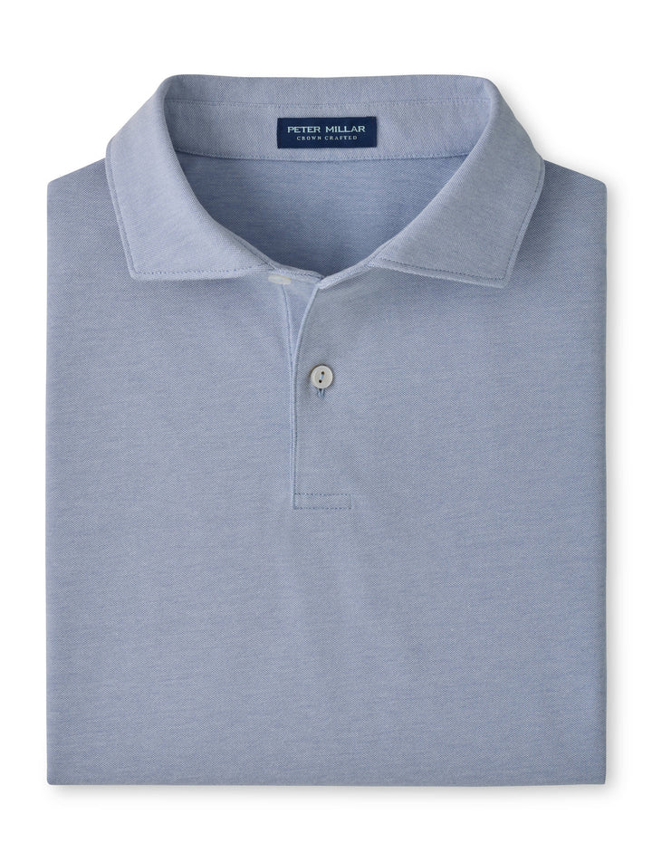 Albatross Cotton-Blend Piqué Polo - Edwin Spread Collar - Windy Blue