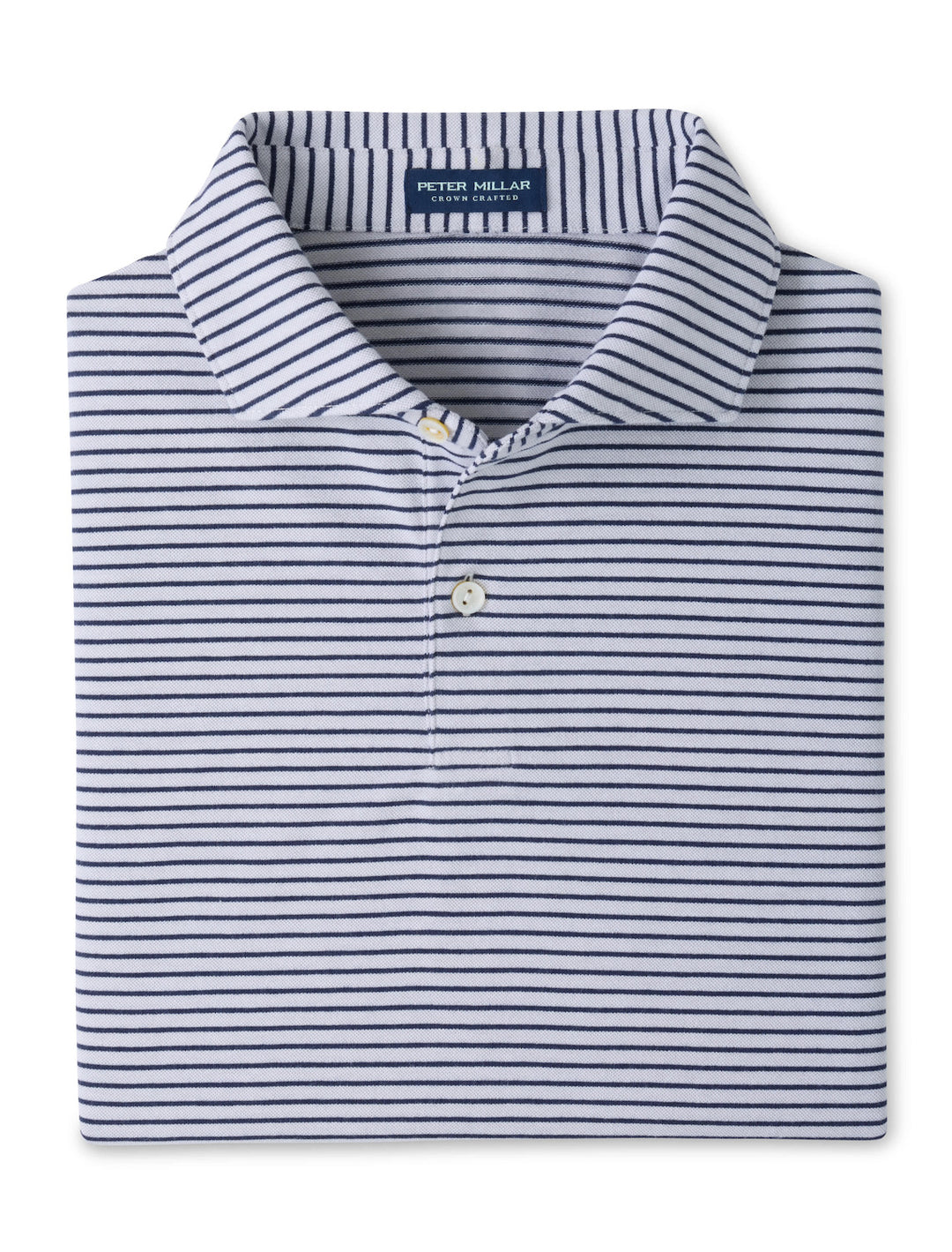 Albatross Stripe Cotton-Blend Piqué Polo - Edwin Spread Collar - Gale Grey