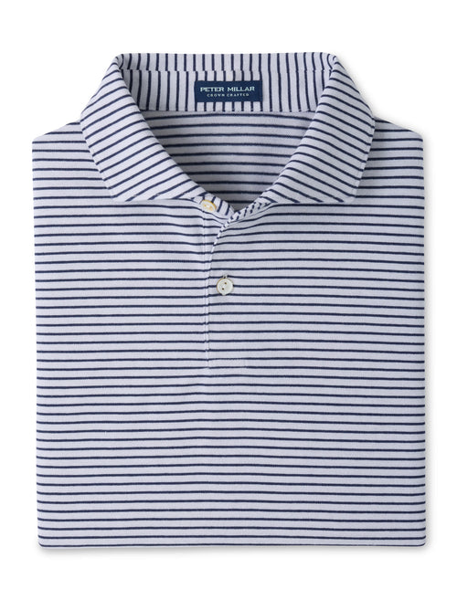 Albatross Stripe Cotton-Blend Piqué Polo - Edwin Spread Collar - Gale Grey