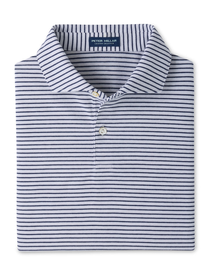 Albatross Stripe Cotton-Blend Piqué Polo - Edwin Spread Collar - Gale Grey