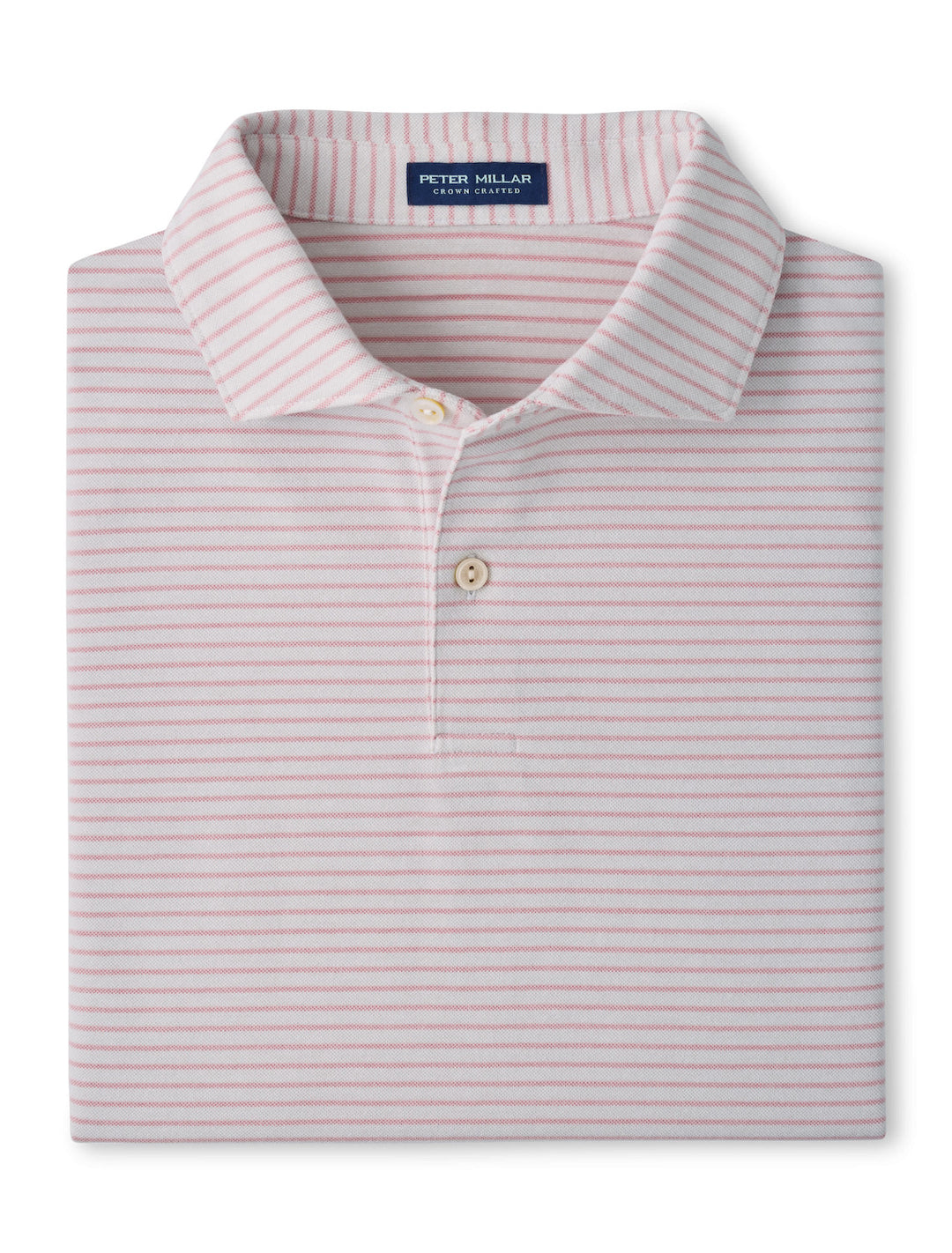 Albatross Stripe Cotton-Blend Piqué Polo - Edwin Spread Collar - Grey Mist