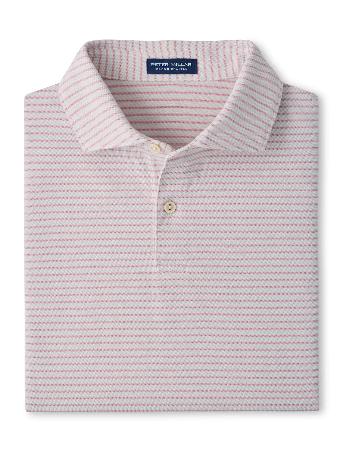 Albatross Stripe Cotton-Blend Piqué Polo - Edwin Spread Collar - Grey Mist