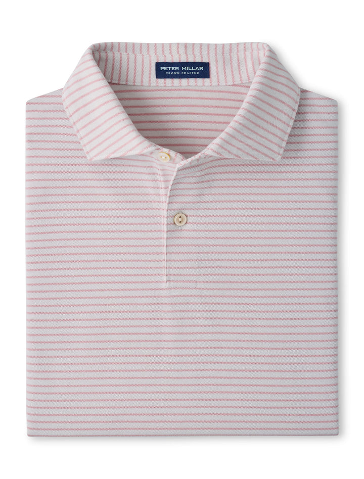 Albatross Stripe Cotton-Blend Piqué Polo - Edwin Spread Collar - Grey Mist