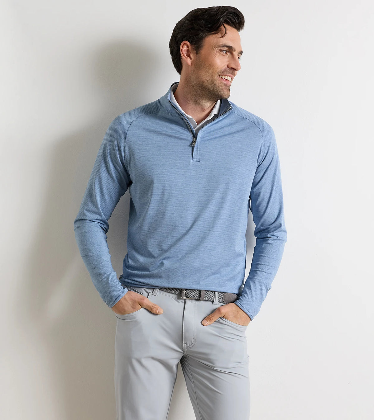 Stealth Stripe Performance Quarter-Zip - Windy Blue