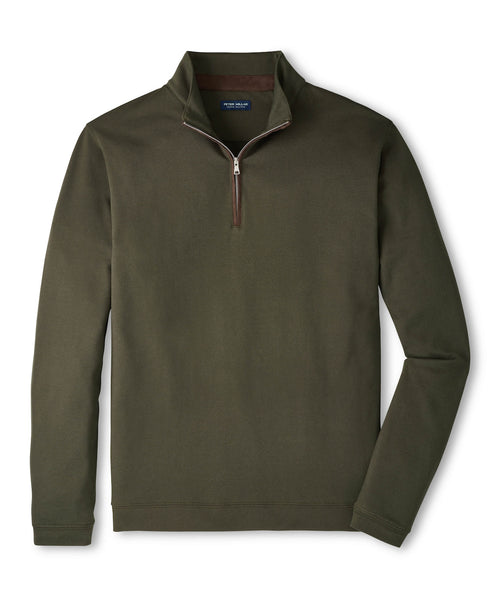 Albatross Cotton-Blend Piqué Quarter-Zip - Dark Olive