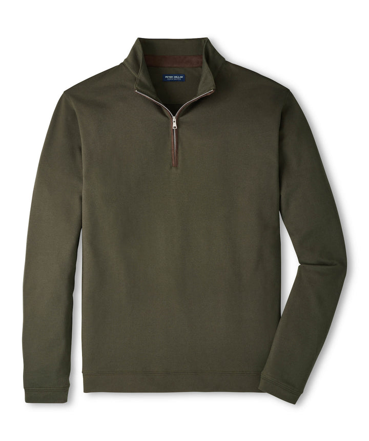 Albatross Cotton-Blend Piqué Quarter-Zip - Dark Olive