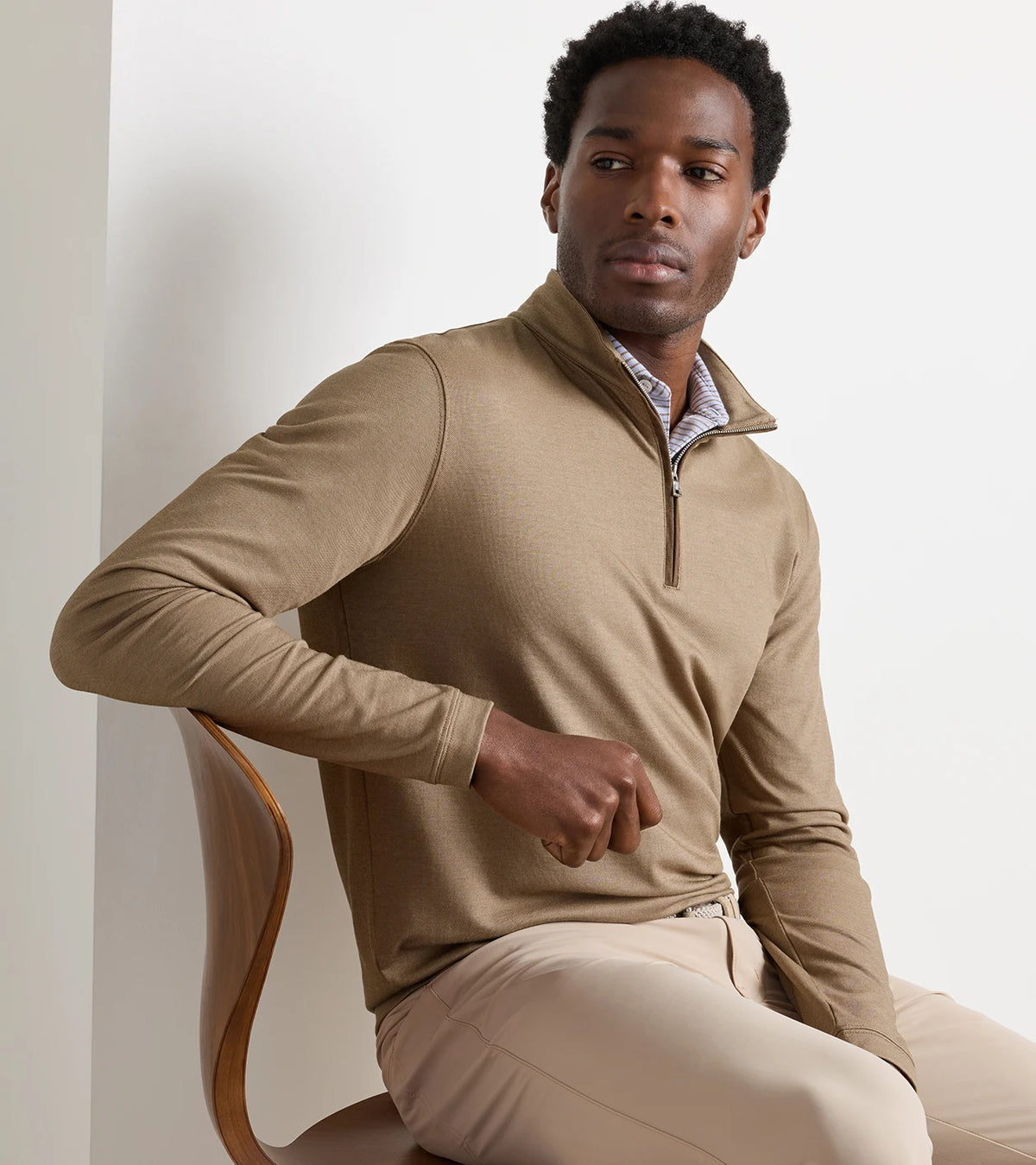 Albatross Cotton-Blend Piqué Quarter-Zip - Light Mocha