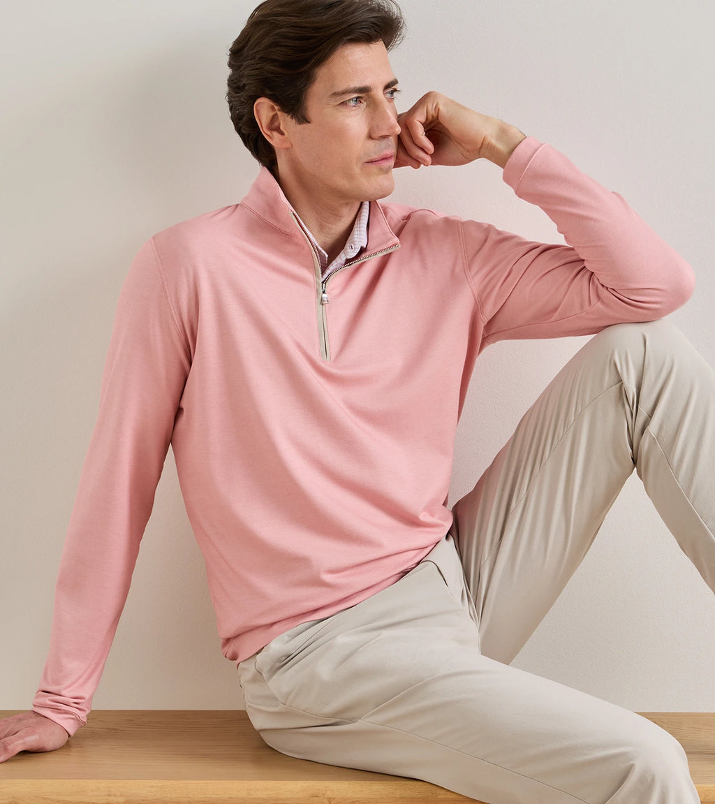 Albatross Cotton-Blend Piqué Quarter-Zip - Melrose Pink