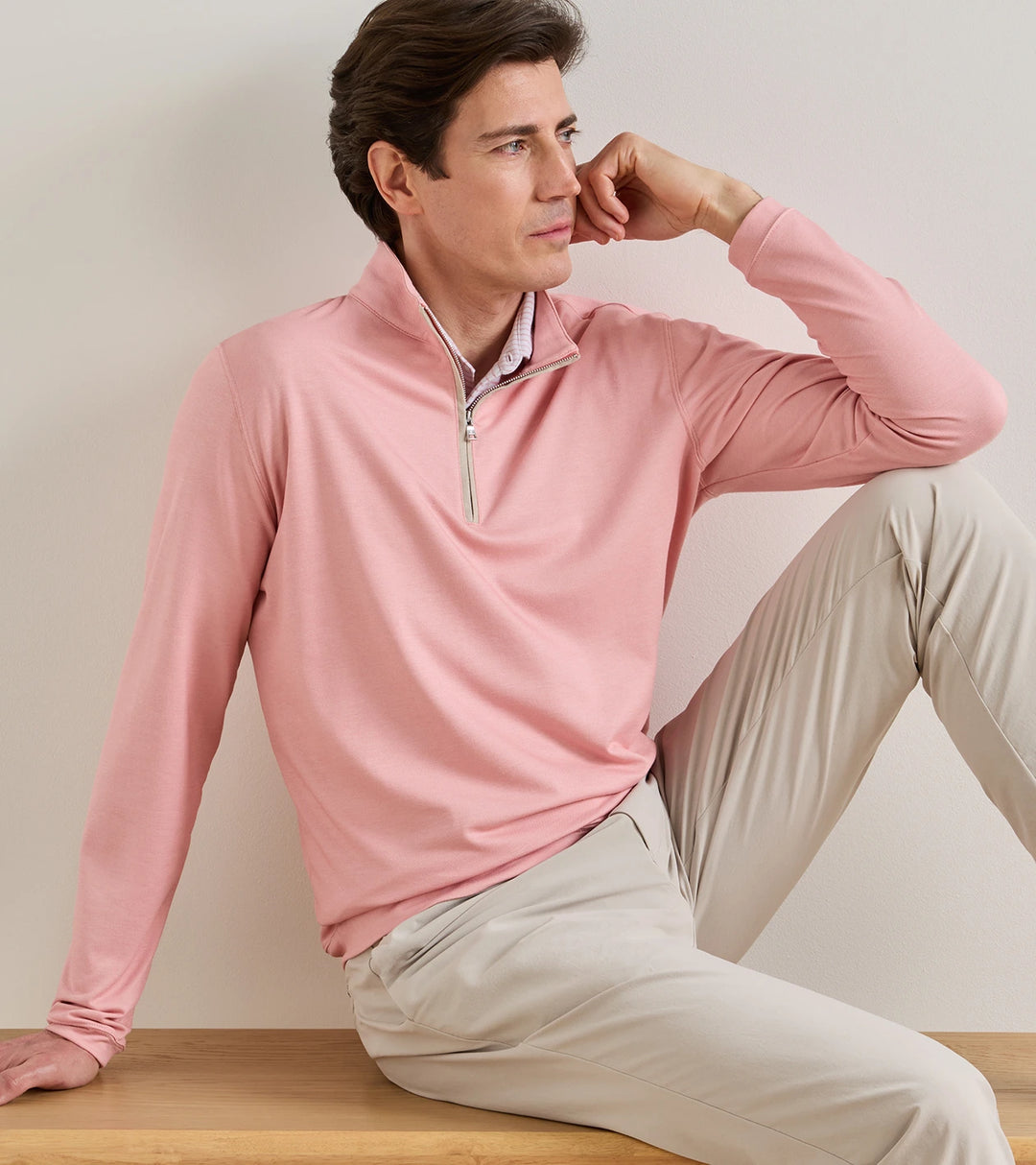 Albatross Cotton-Blend Piqué Quarter-Zip - Melrose Pink