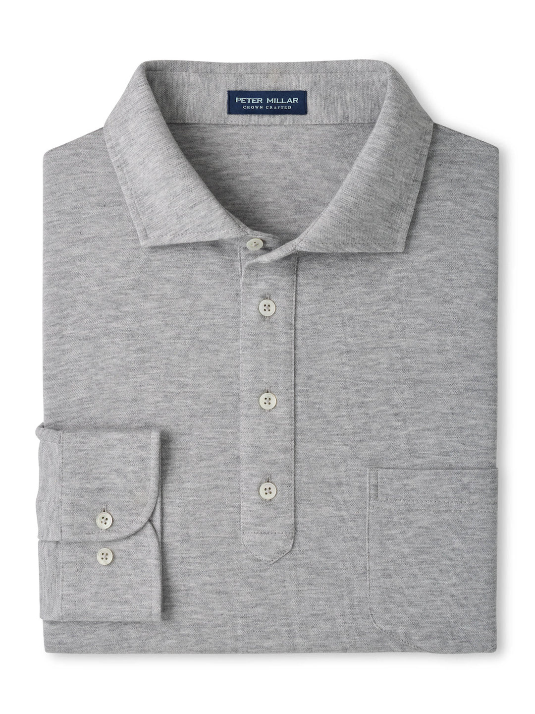 Amble Long-Sleeve Cotton Cashmere Polo - Gale Grey