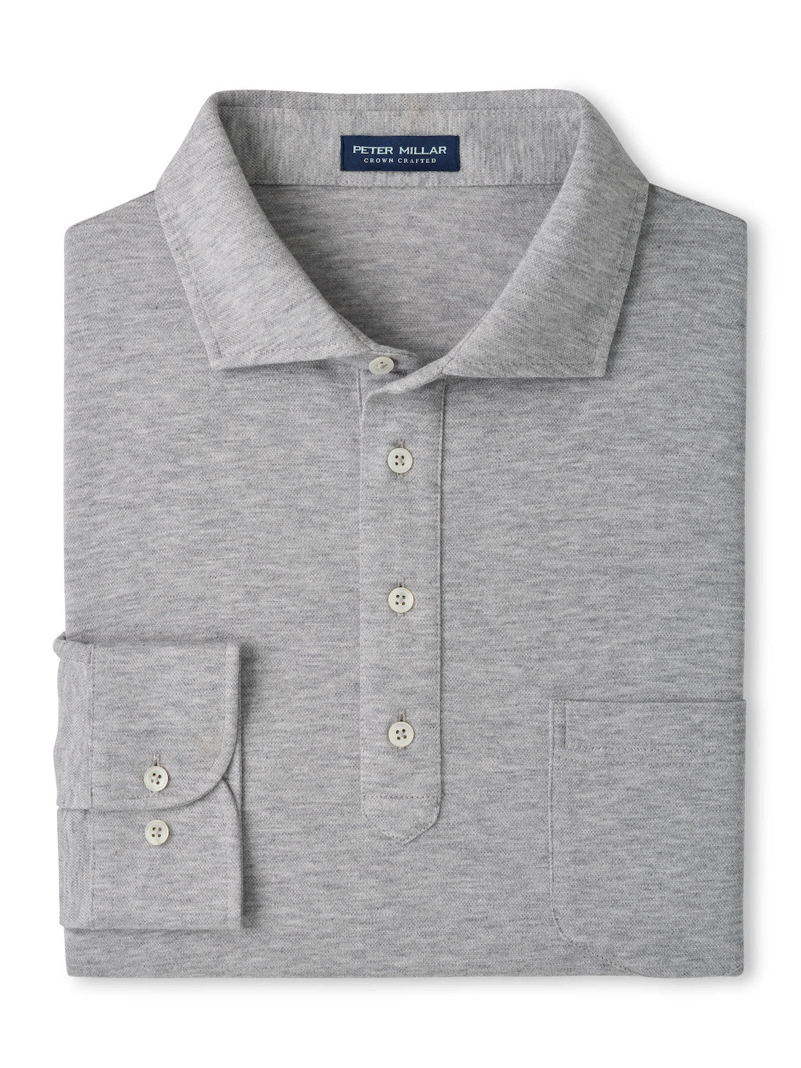 Amble Long-Sleeve Cotton Cashmere Polo - Gale Grey