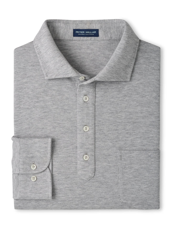 Amble Long-Sleeve Cotton Cashmere Polo - Gale Grey