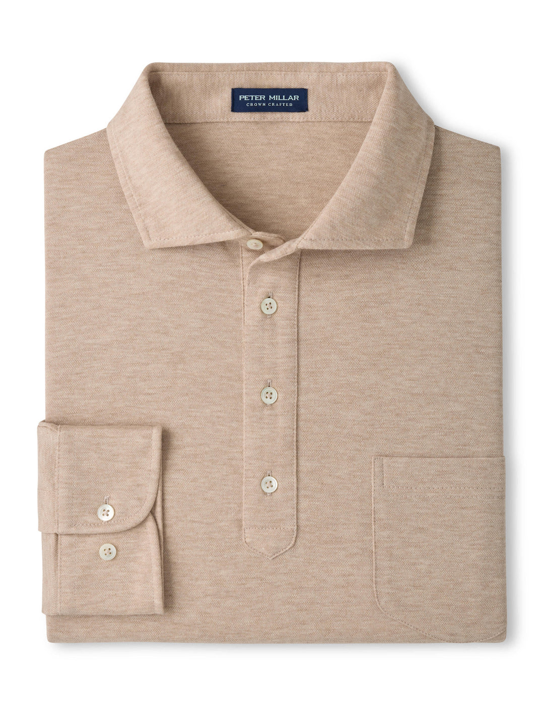 Amble Long-Sleeve Cotton Cashmere Polo - Truffle