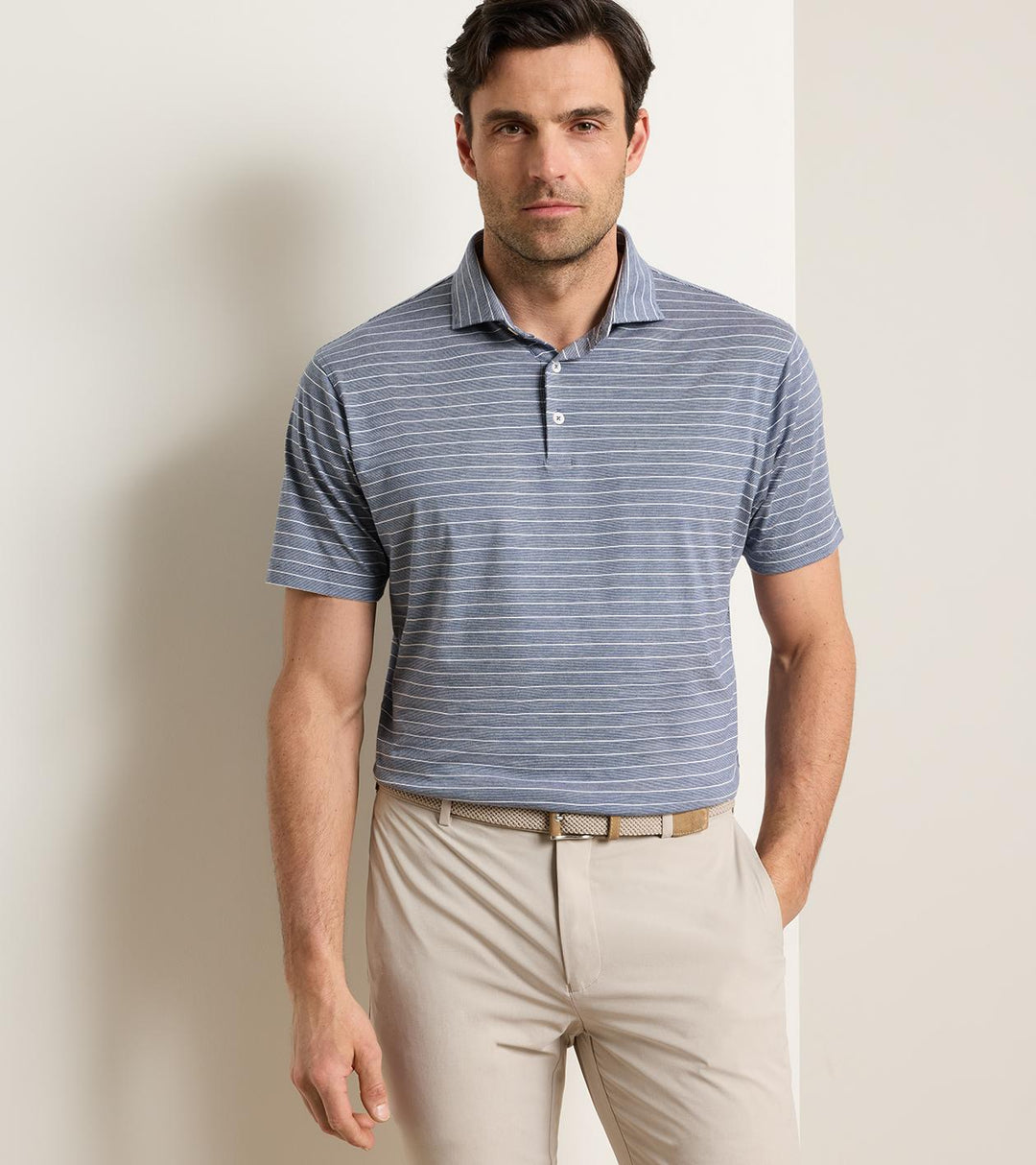 Excursionist Flex Striped Short-Sleeve Polo - Navy