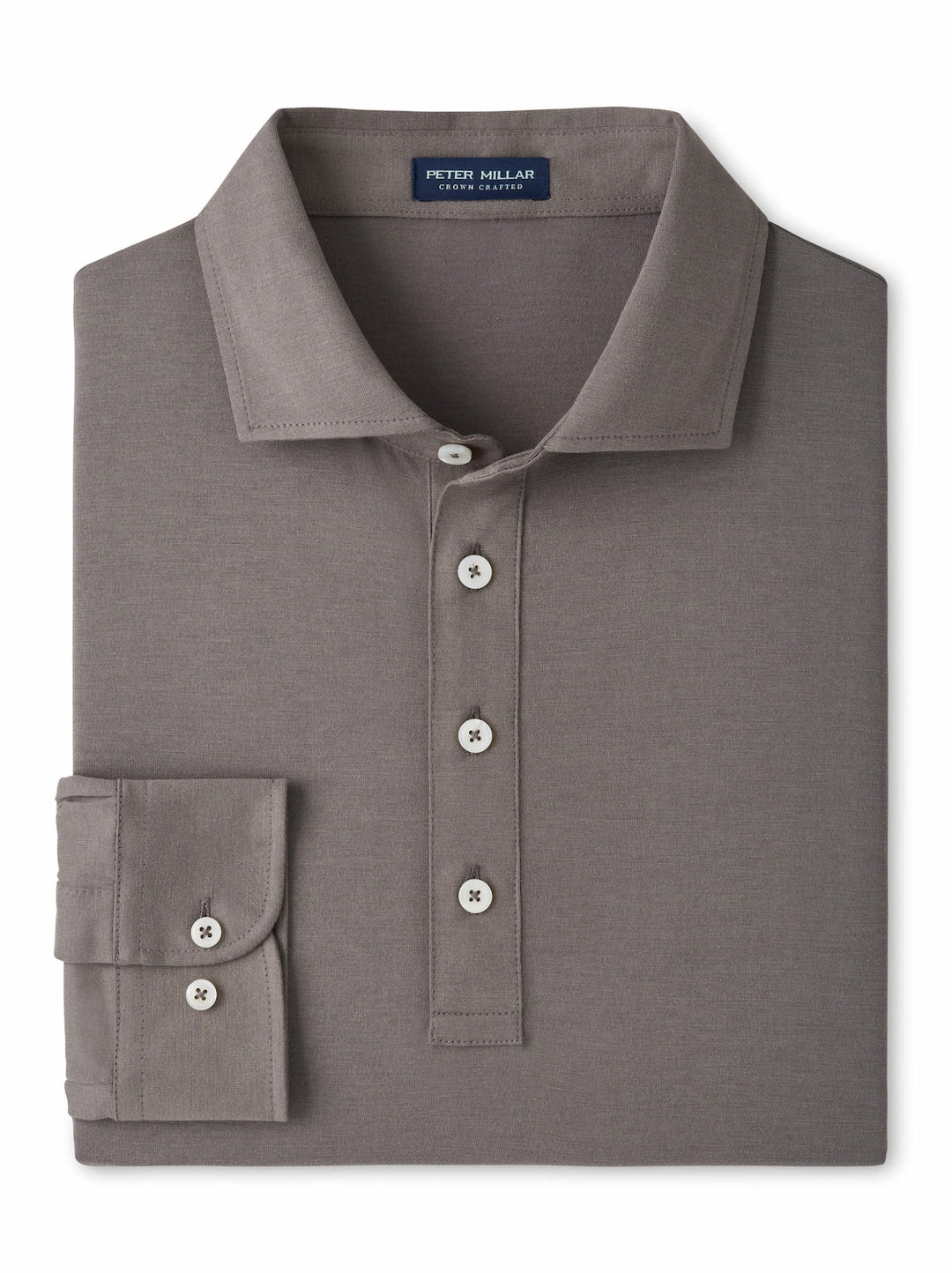 Ashby Silk Cotton Longsleeve Polo - Argento
