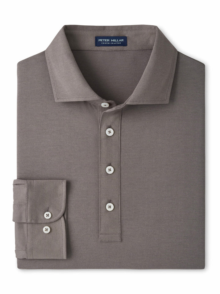 Ashby Silk Cotton Longsleeve Polo - Argento