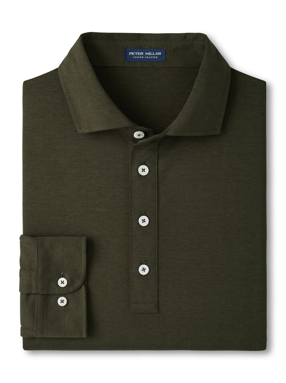 Ashby Silk Cotton Longsleeve Polo - Dark Olive