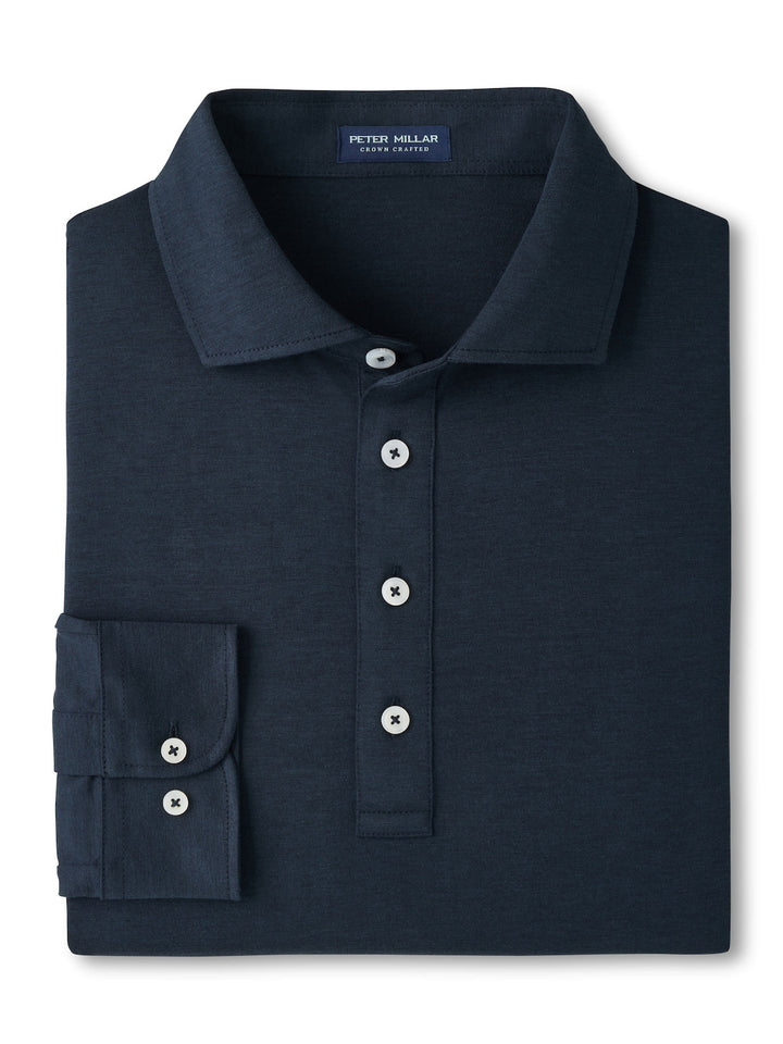 Ashby Silk Cotton Longsleeve Polo - Navy