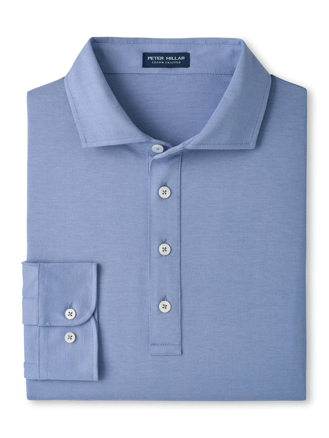 Ashby Silk Cotton Longsleeve Polo - Windy Blue